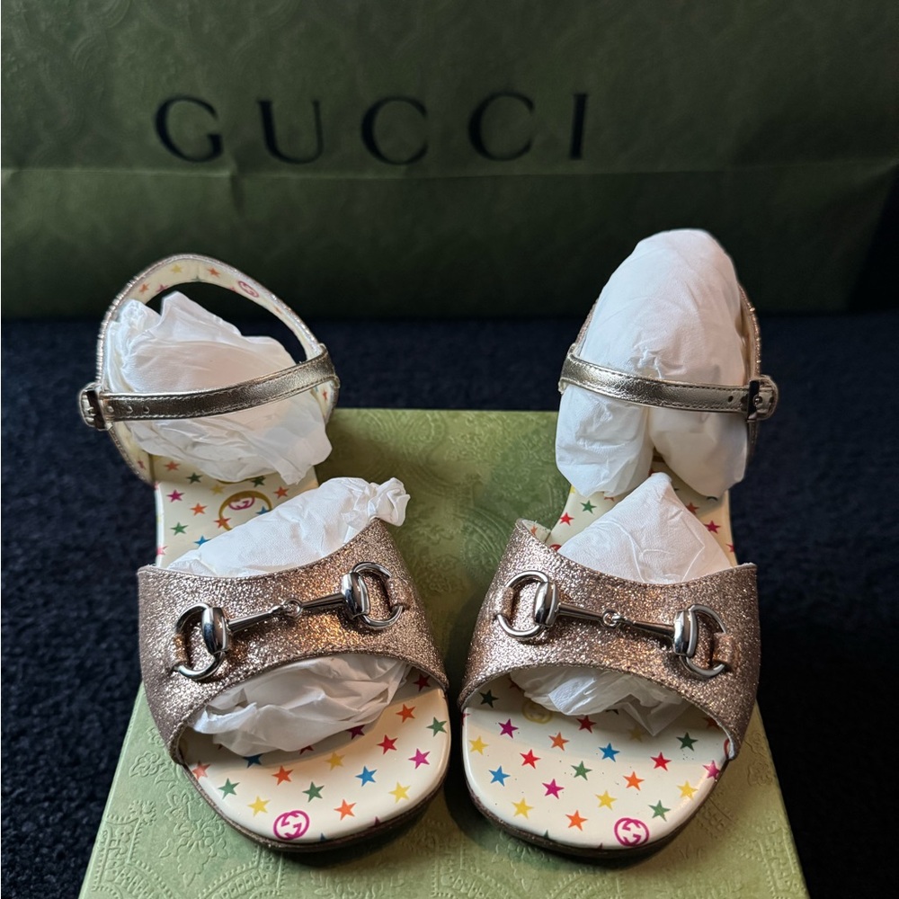 Gucci Kids Gold Sandals